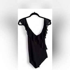 Zara Black Ruffle Detail Bodysuit